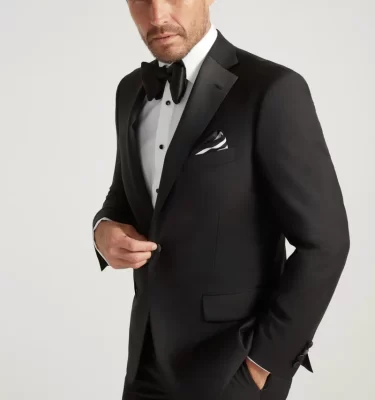 Heritage Gold Black Notch Lapel Satin Wool Tuxedo